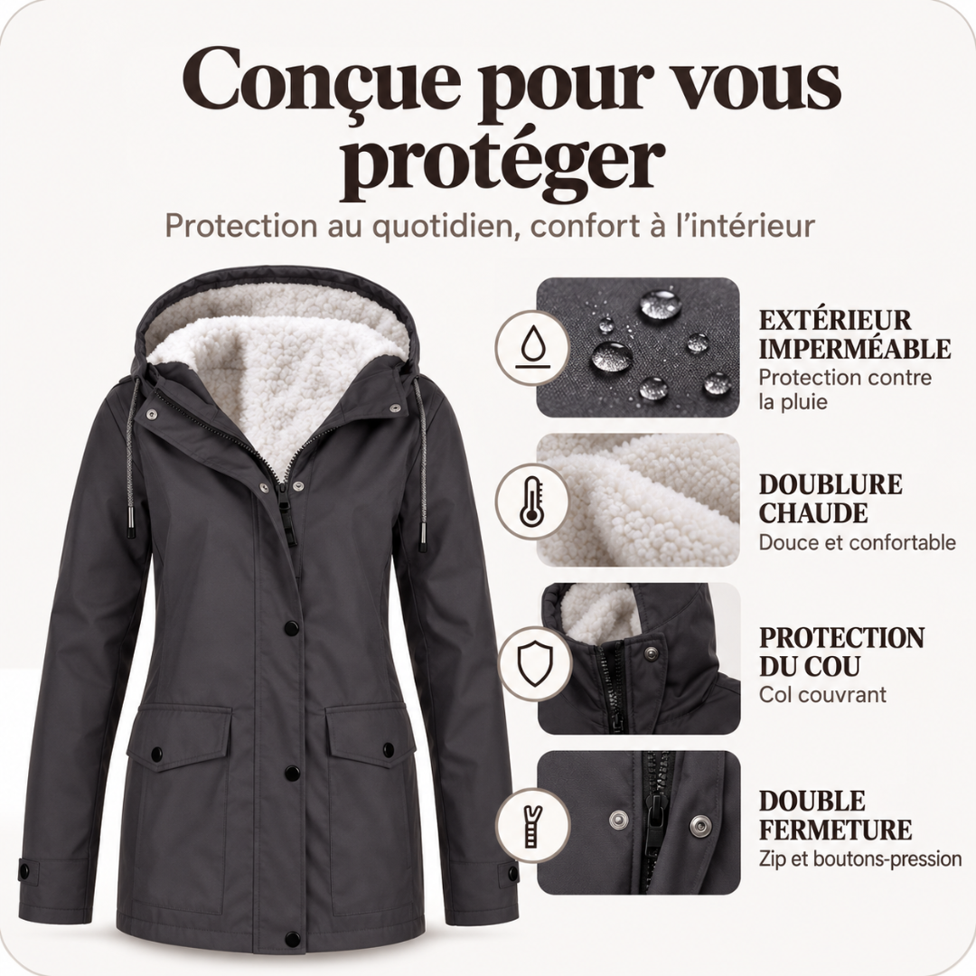 Camille | Veste à capuche doublée de peluche