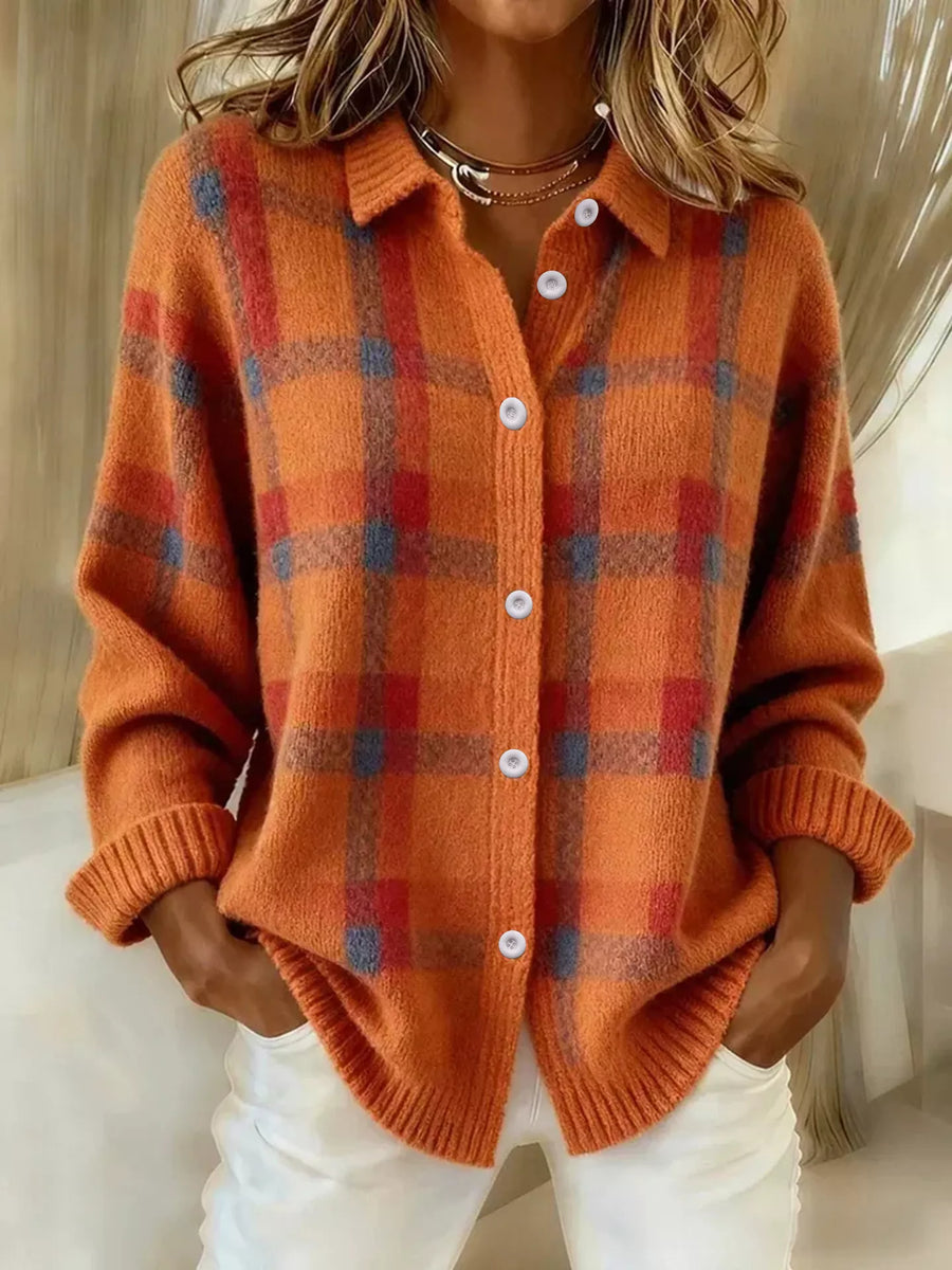 Cardigan à carreaux boutonné