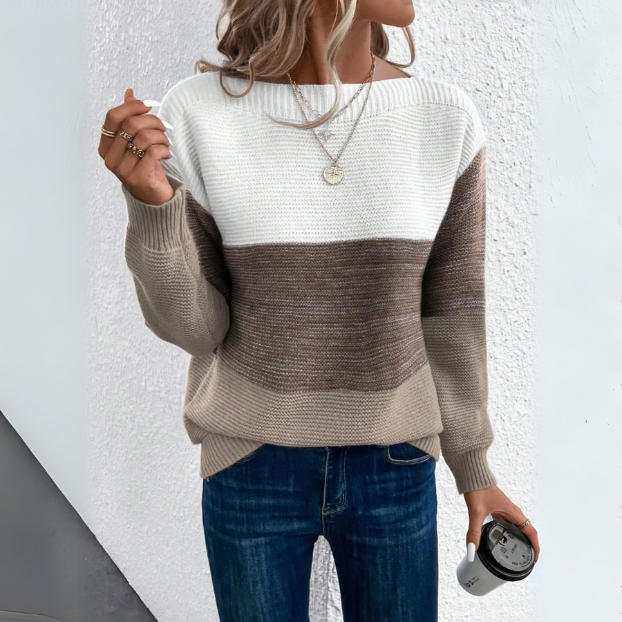 Clara | Pull en Patchwork Élégant Trois Couleurs