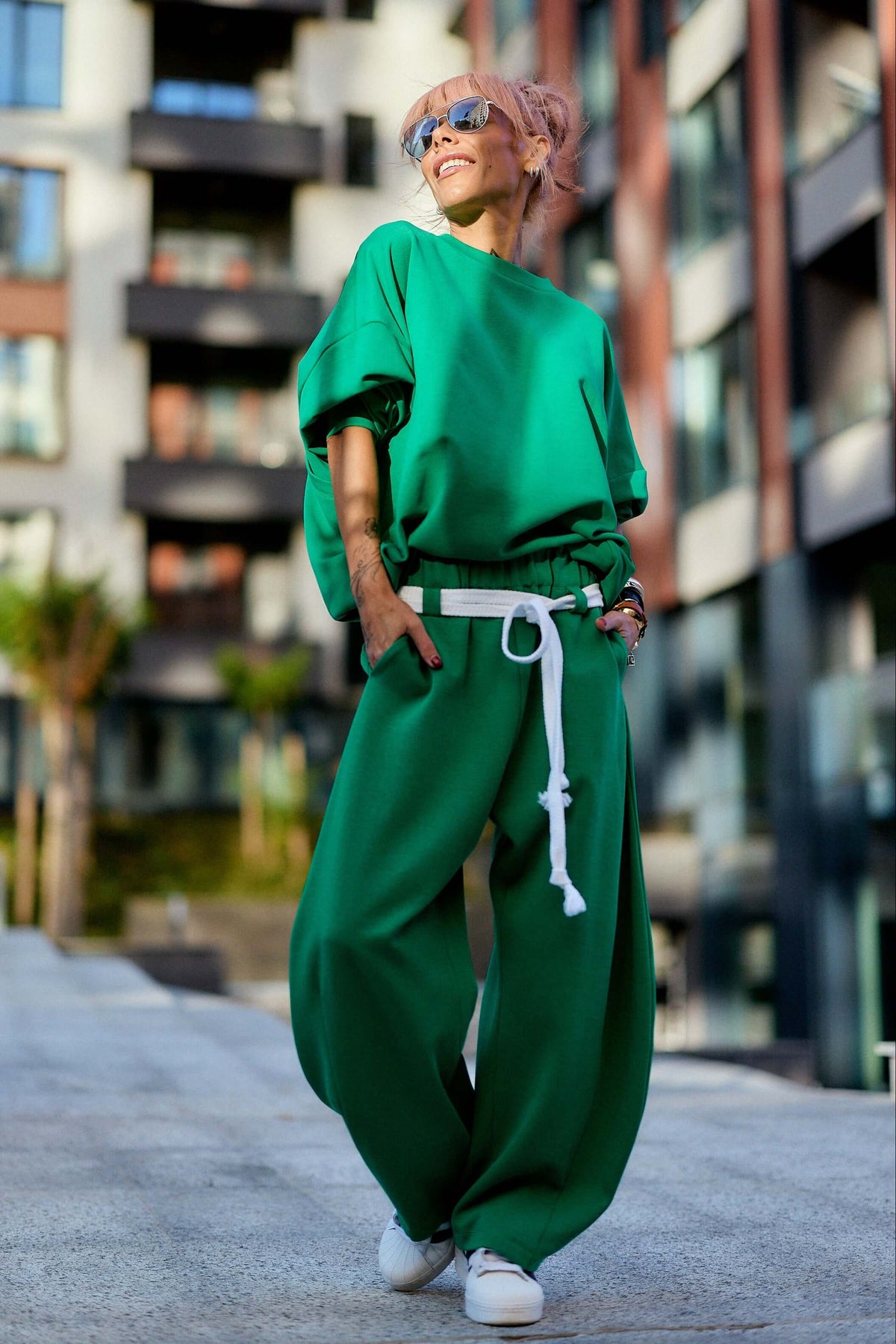 Guastalla™ | Ensemble vert oversize composé d'un sweat et d'un pantalon