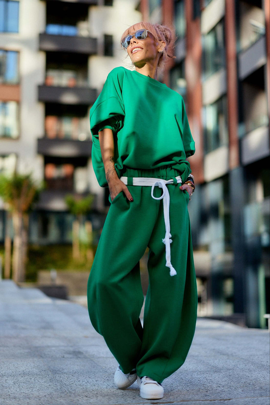 Guastalla™ | Ensemble vert oversize composé d'un sweat et d'un pantalon