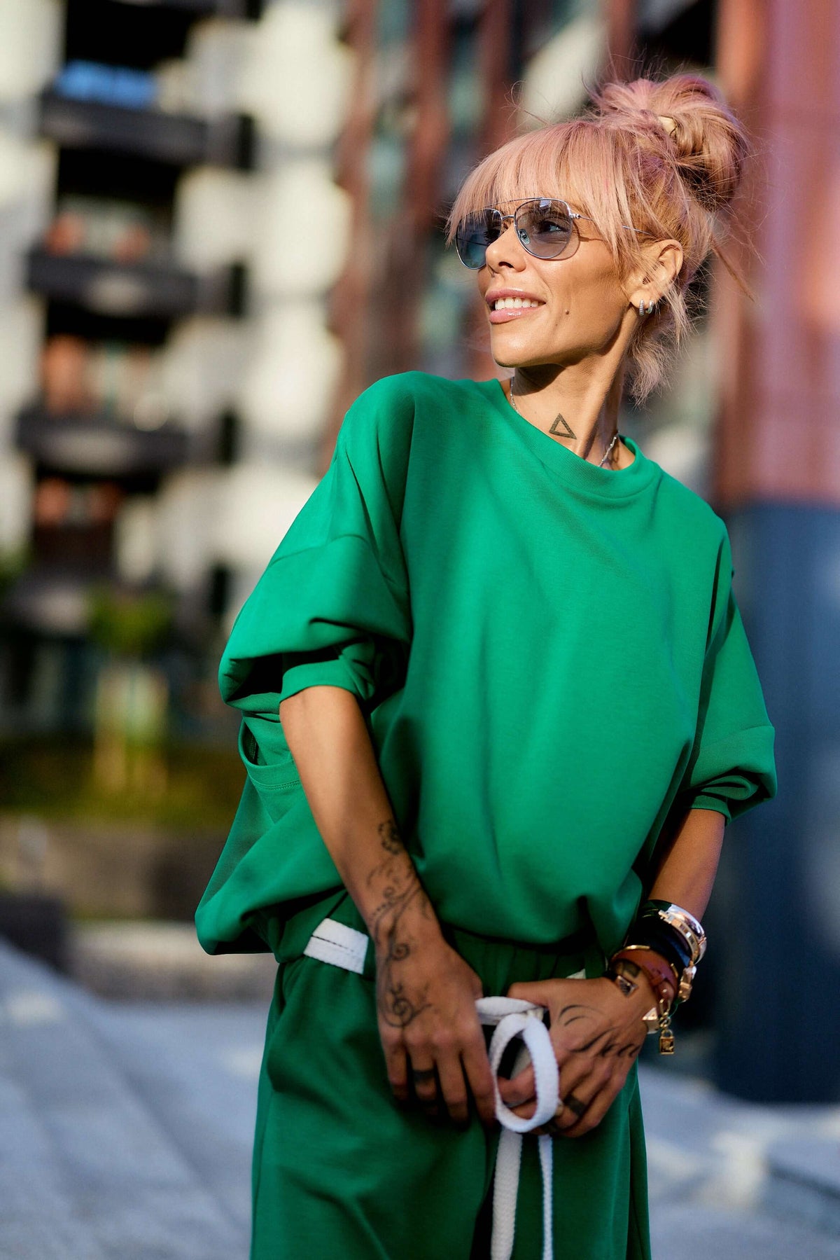 Guastalla™ | Ensemble vert oversize composé d'un sweat et d'un pantalon
