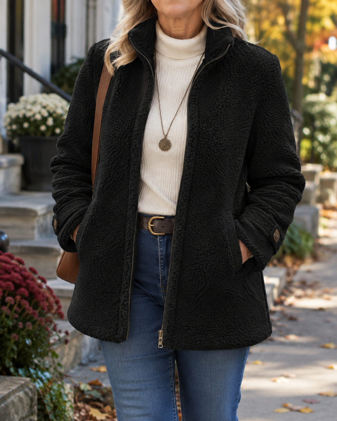 Veste Rebecca zippée à col montant