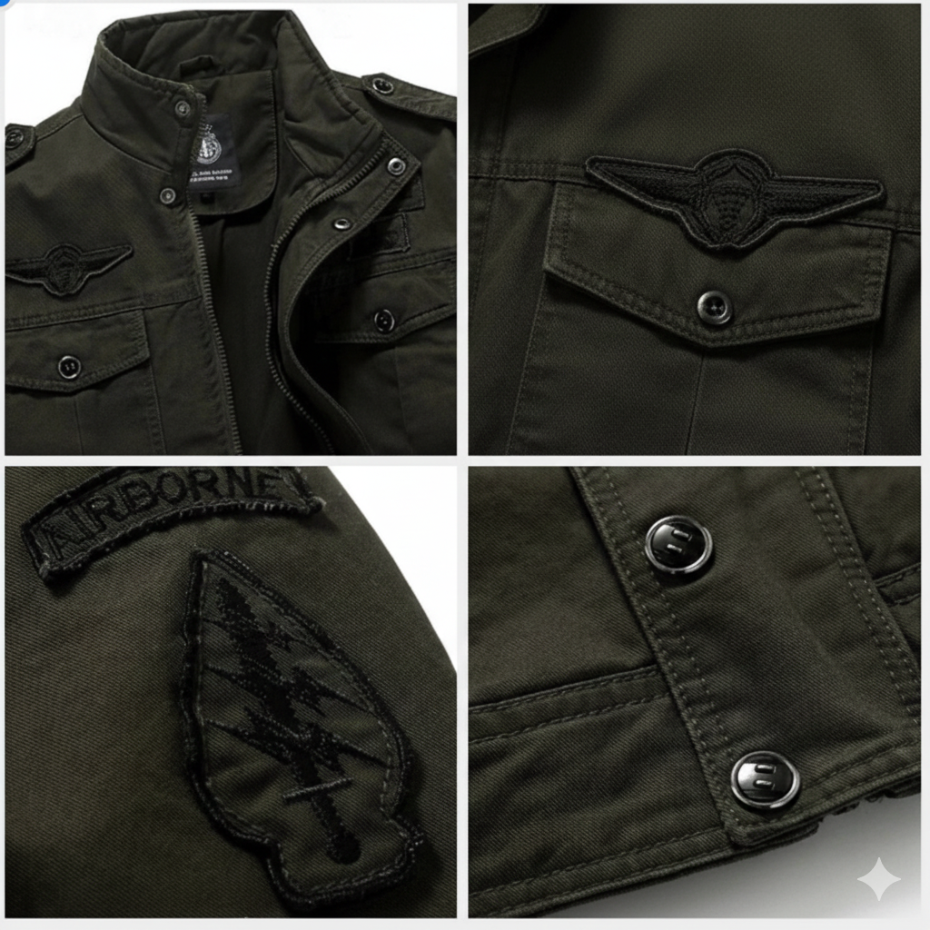 Veste Bastien militaire à col montant homme