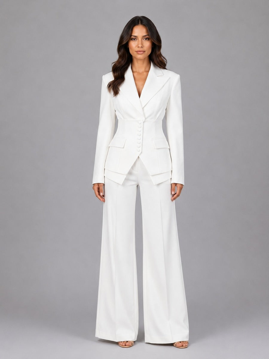 Ensemble Anselma blazer cintré et pantalon palazzo