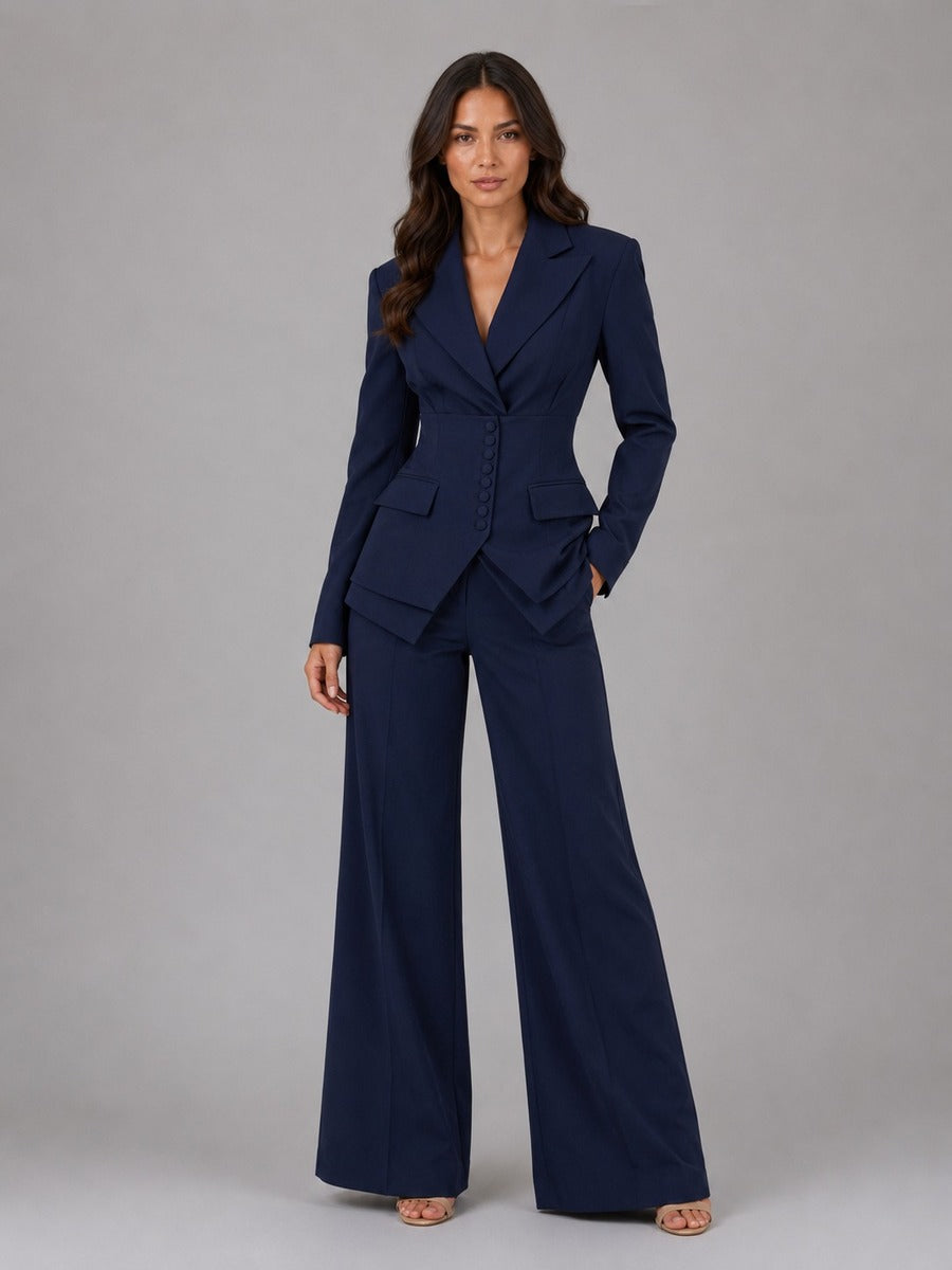Ensemble Anselma blazer cintré et pantalon palazzo