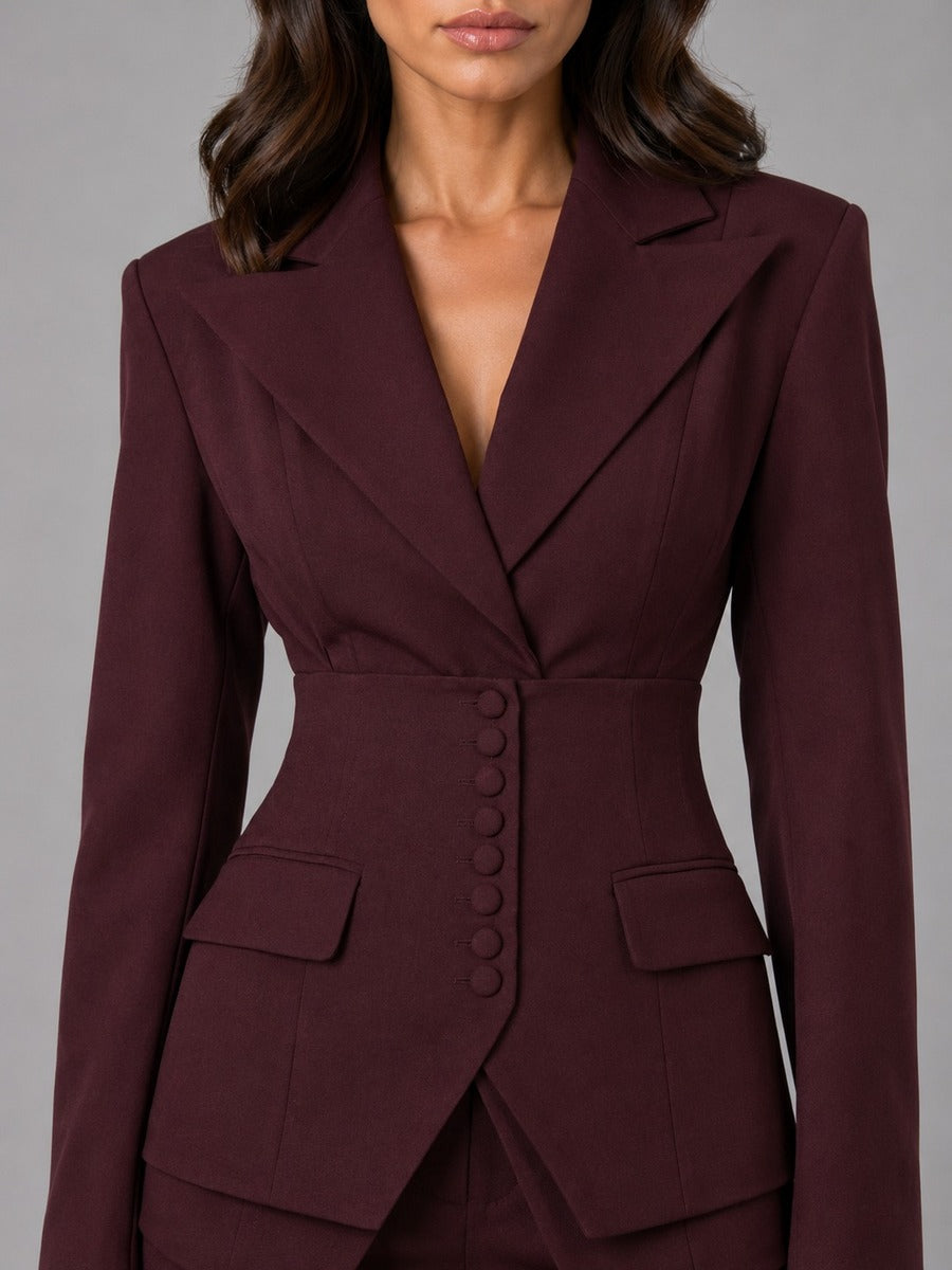 Ensemble Anselma blazer cintré et pantalon palazzo