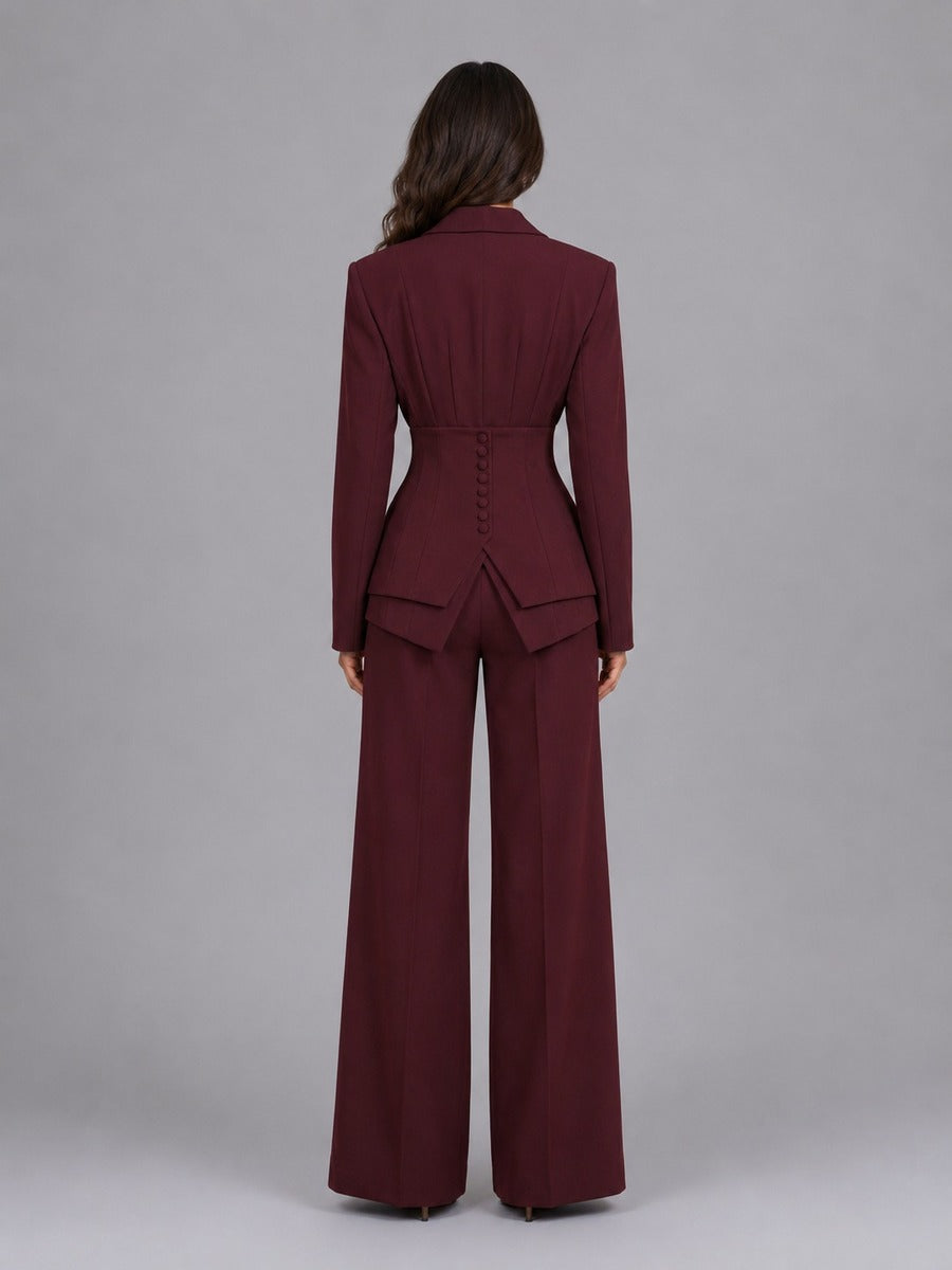 Ensemble Anselma blazer cintré et pantalon palazzo