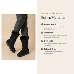 Bottes Mathilde : revers fourré et zip latéral