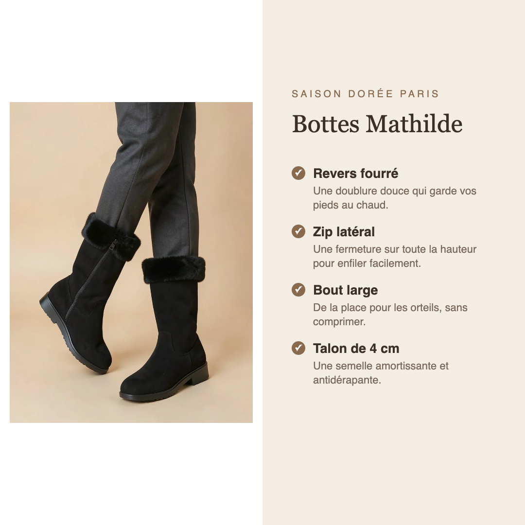 Bottes Mathilde : revers fourré et zip latéral