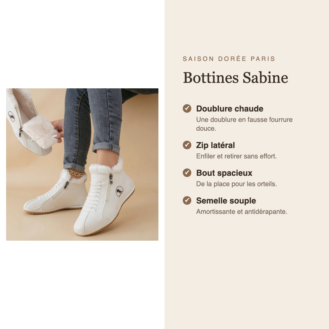 Bottines Sabine : doublure chaude et zip latéral