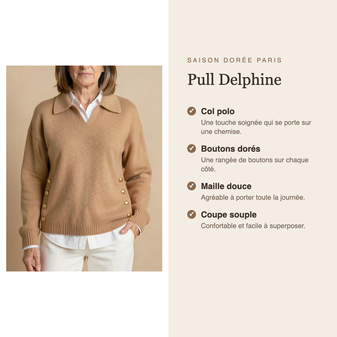 Pull Delphine : col polo et boutons dorés