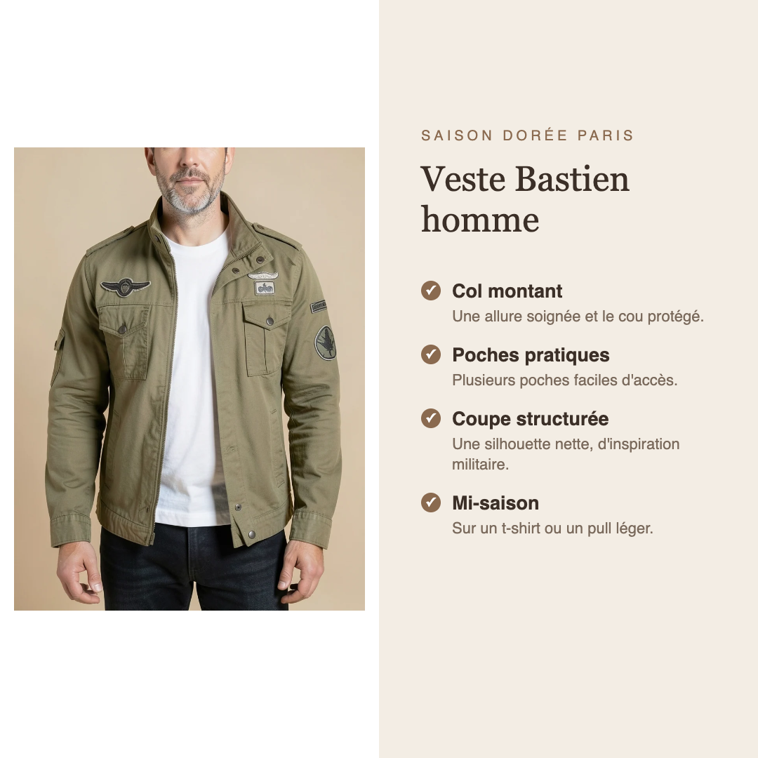 Veste Bastien homme : col montant et poches pratiques