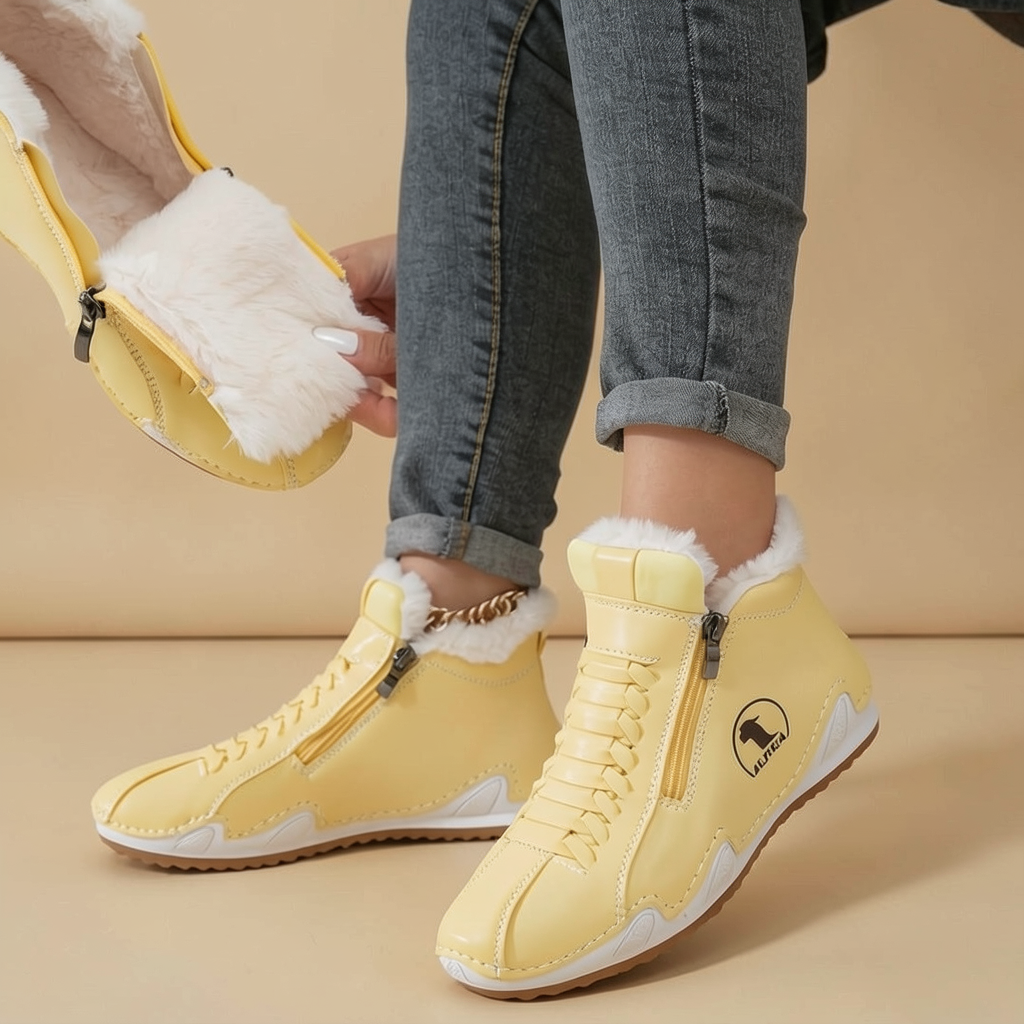 Bottines Sabine fourrées jaune