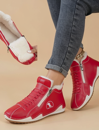 Bottines Sabine fourrées rouge
