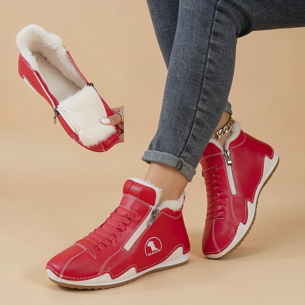 Bottines Sabine fourrées rouge