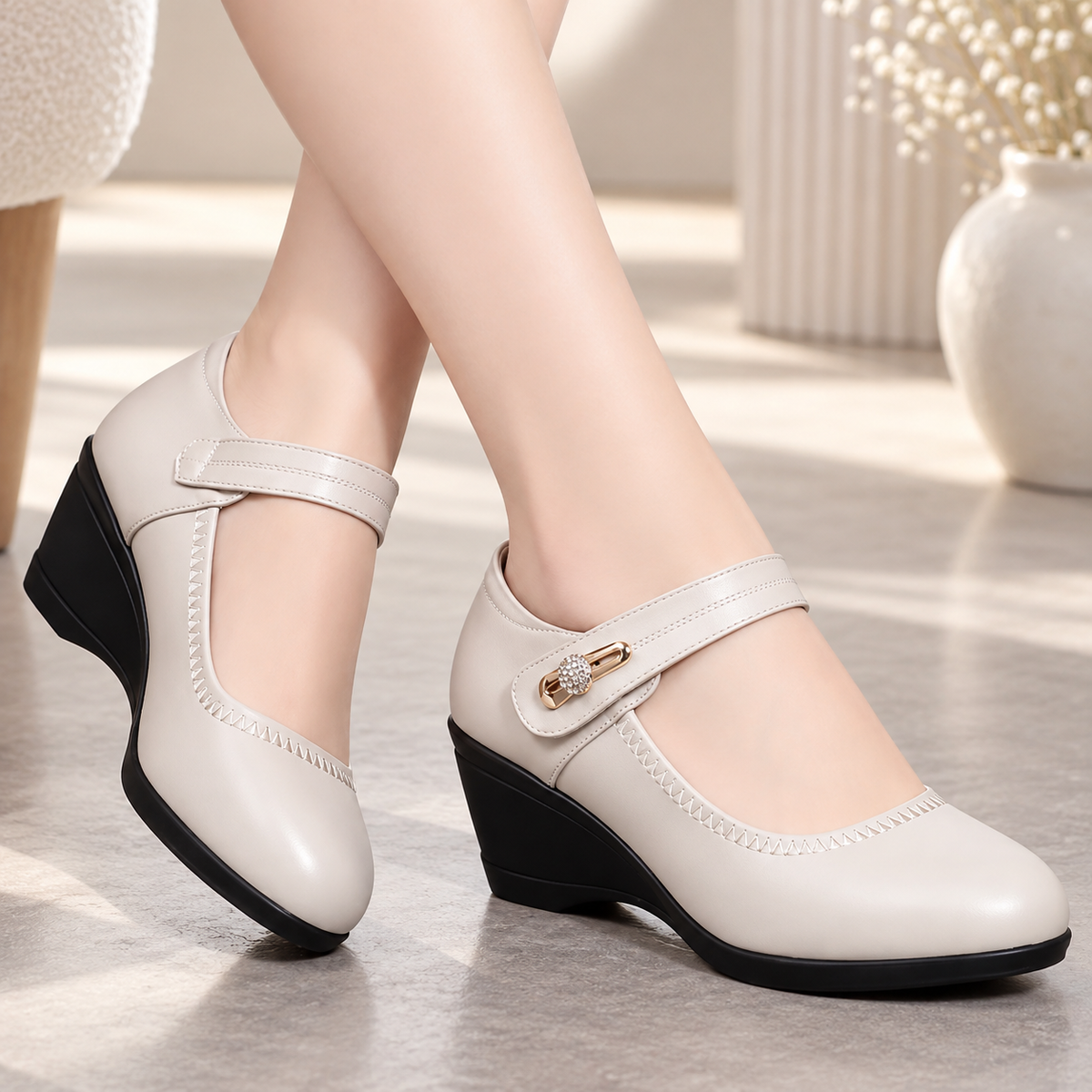 Claire | Chaussures Compensées Orthopédiques en Cuir