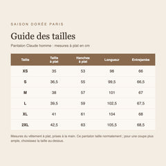 Guide des tailles pantalon Claude