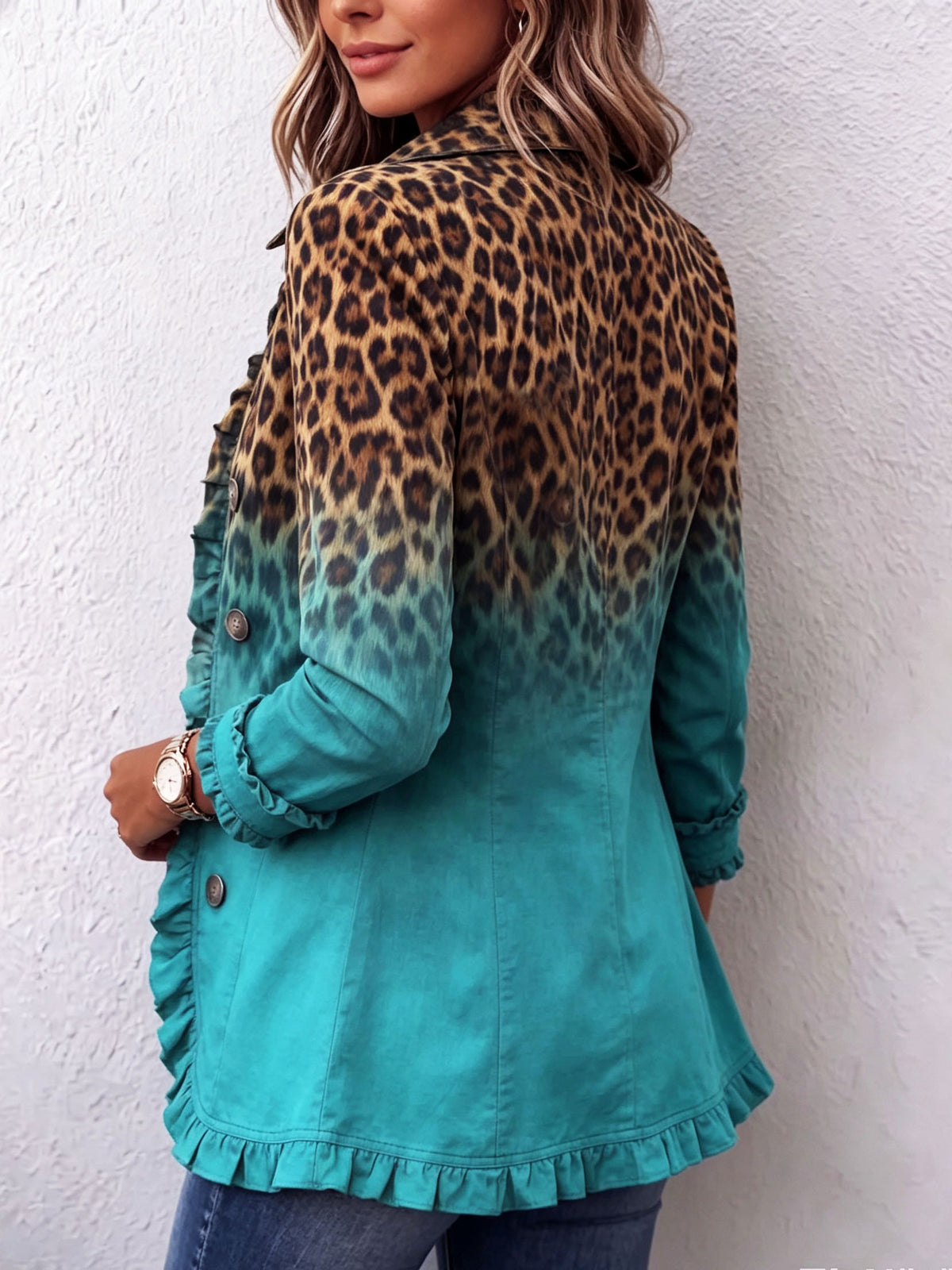 Justine | Blazer Léopard Dégradé Turquoise