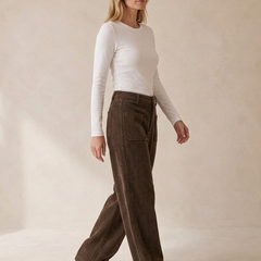 Pantalon large café
