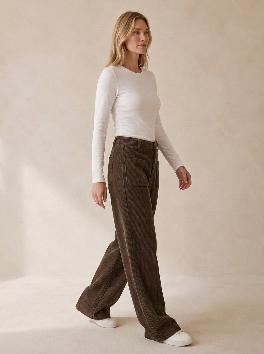 Pantalon large café