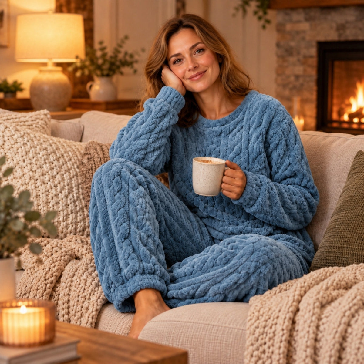Ensemble cocooning Bérénice bleu