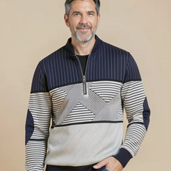 Pull Dominique rayé à demi-zip
