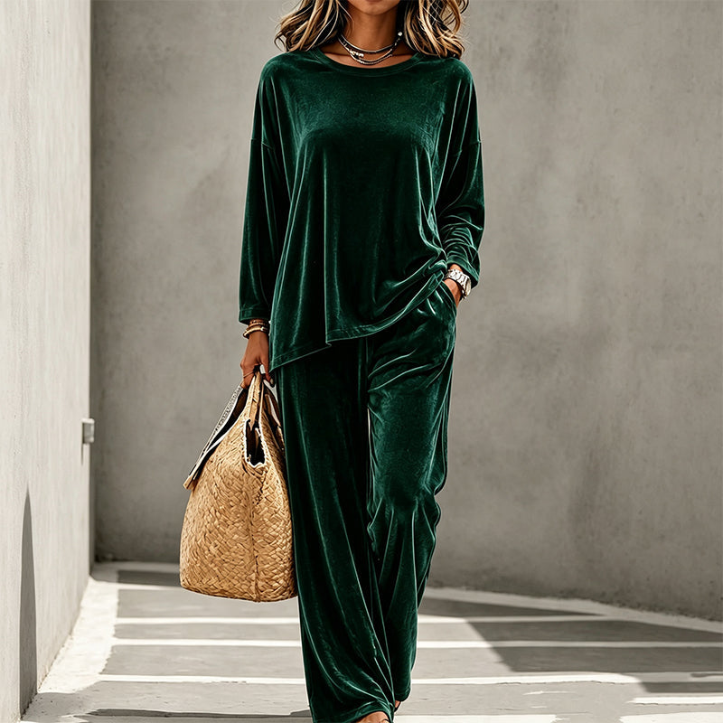 Ensemble Sidonie en velours haut et pantalon large